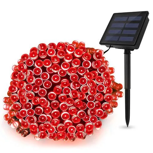 100 LED Solar Red String Light