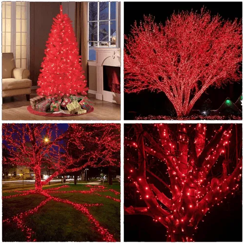 100 LED Solar Red String Light