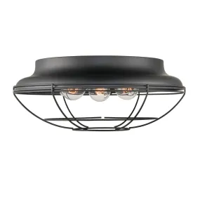 17 In. 3 Lights Outdoor Flush Mount Black finish