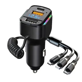 3-in-1 65W 3-port USB PD Fast Car Charger