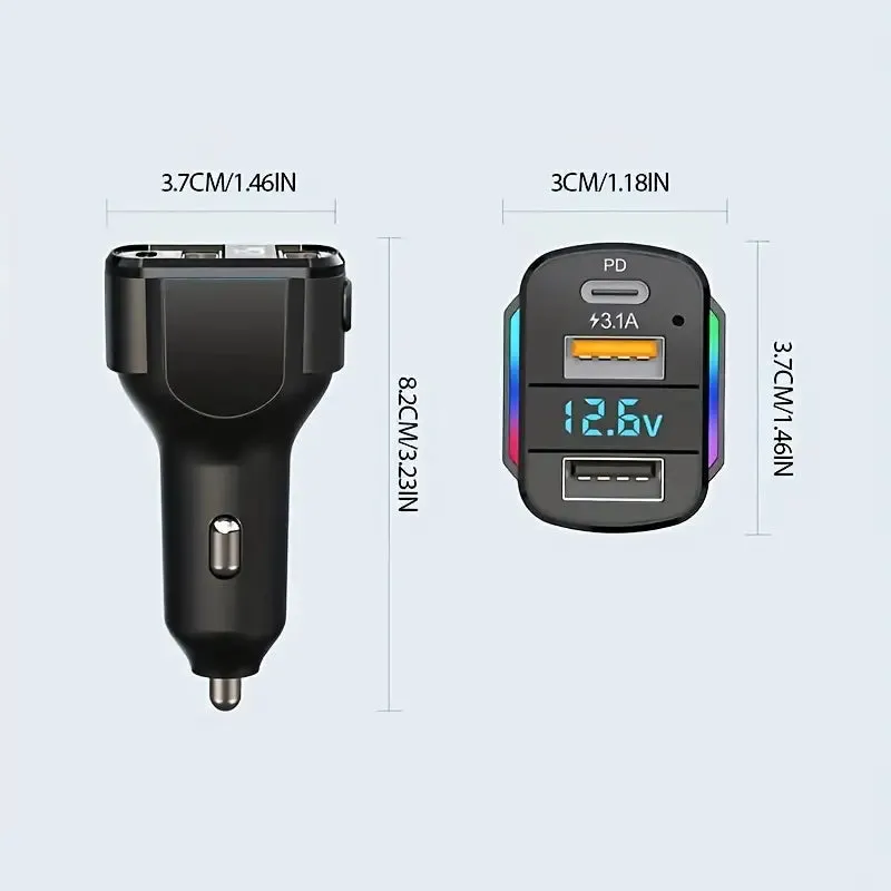 3-in-1 65W 3-port USB PD Fast Car Charger