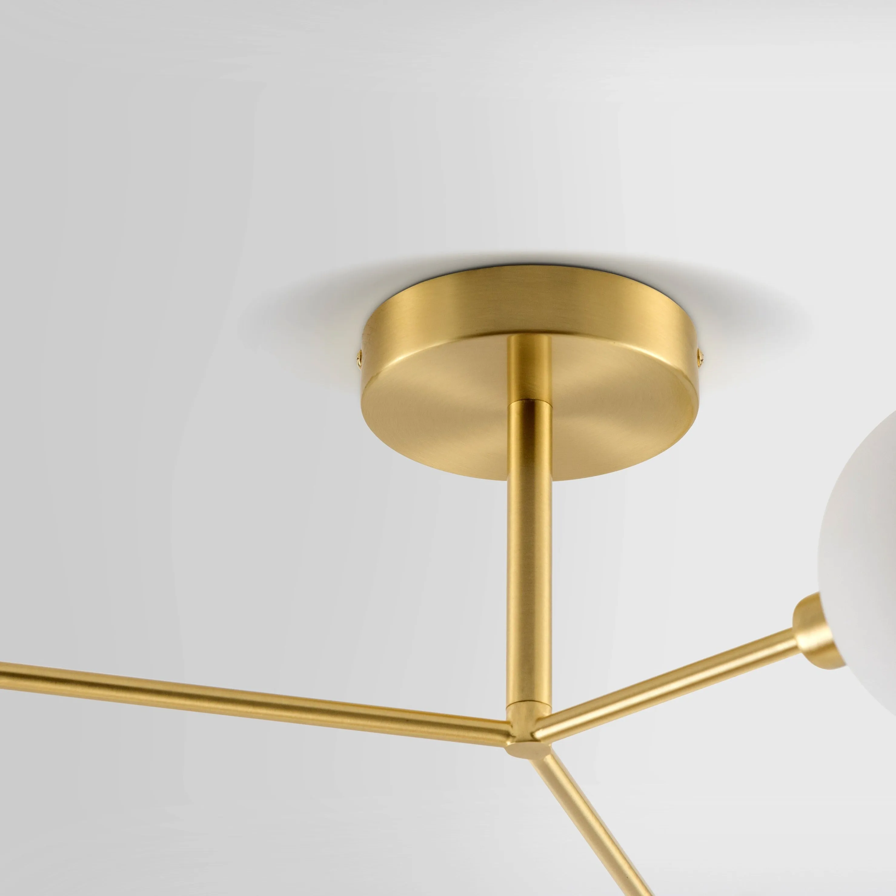 3 Shade Flush Ceiling Light | Brass