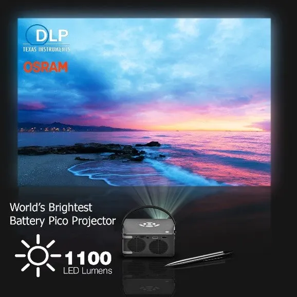 AAXA P6 Ultimate DLP Portable Projector, 6 Hour Battery, Wireless Mirroring, WiFi/BT