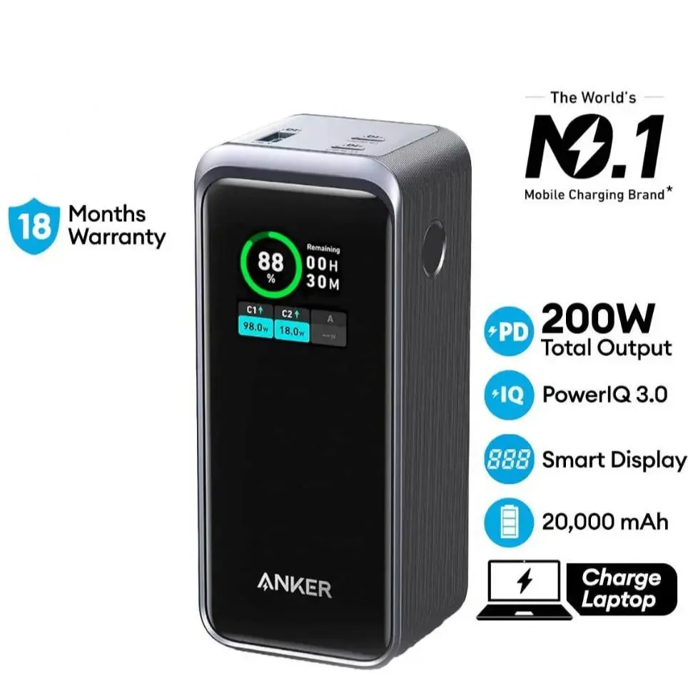 Anker Power Bank Powercore GanPrime 20000mAh 200W Fast Charge Portable Charger A1336