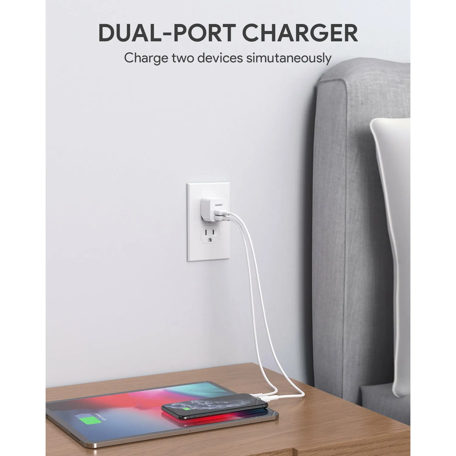 AUKEY Accel Ultra Compact USB Charger Dual USB Port