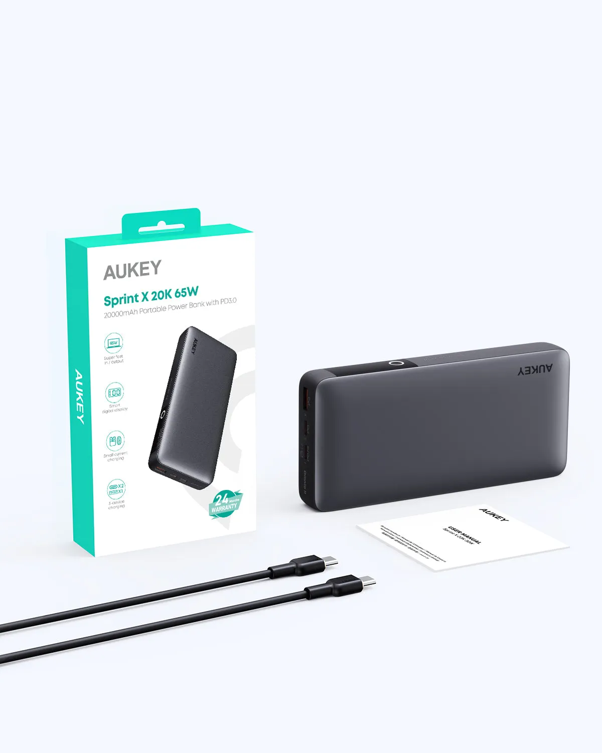 AUKEY PB-Y43 Sprint X 20K 65W 20000mAh Portable Power Bank with Digital Display PD3.0