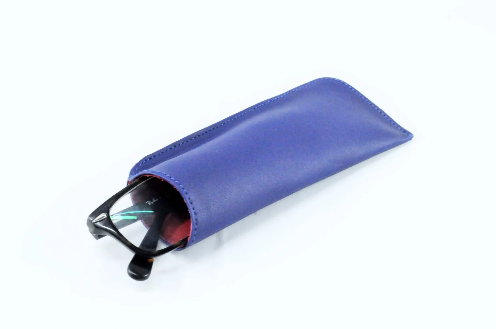 Blue Leather Glasses Case