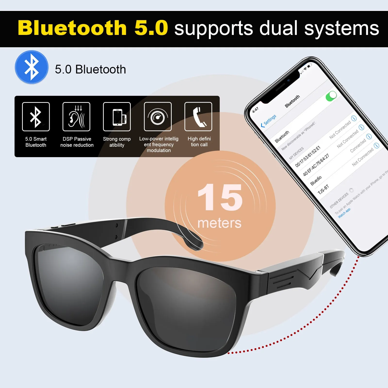 BLUETOOTH GLASSES MUSIC EARPHONES