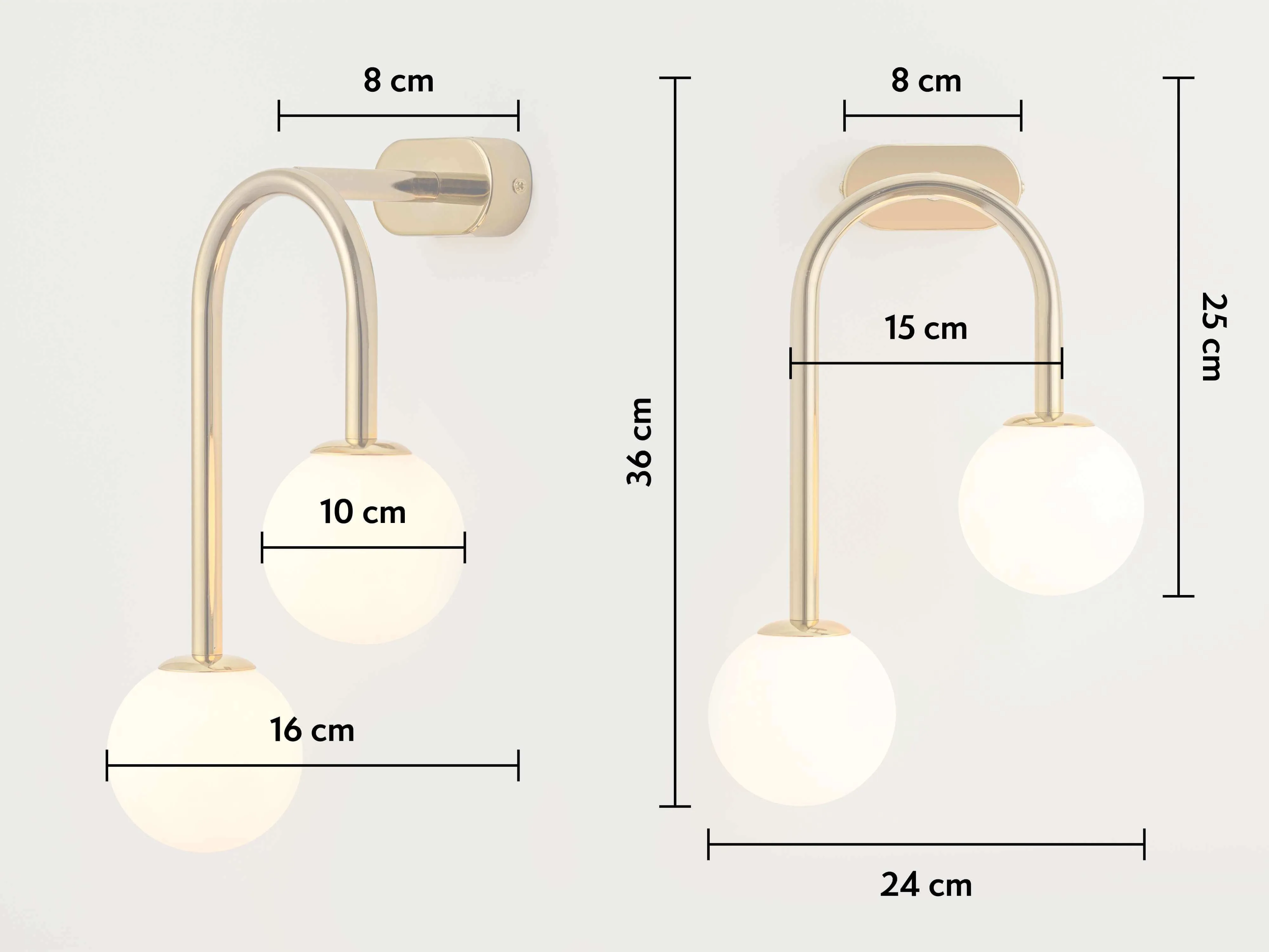 Brass drop curve wall light