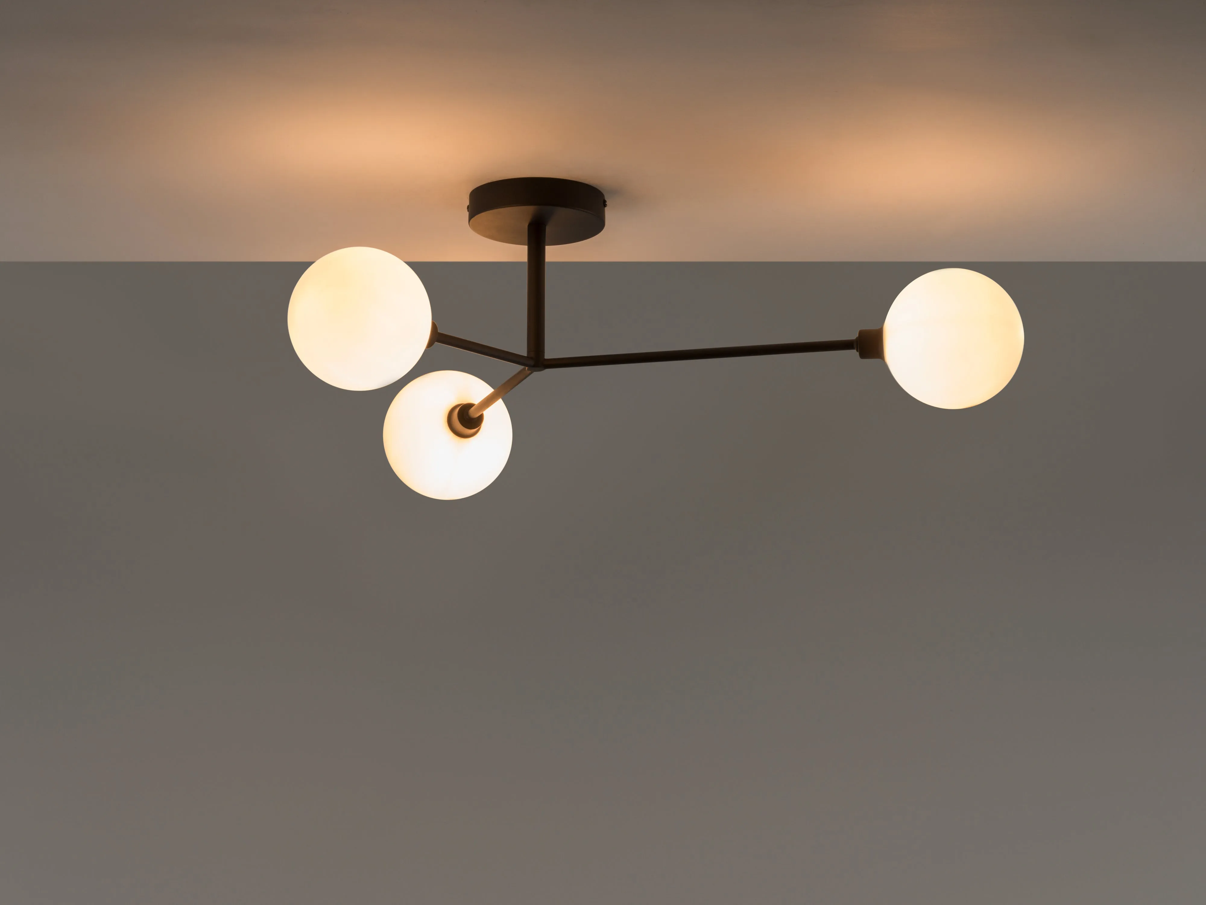 Charcoal grey 3 light flush ceiling light