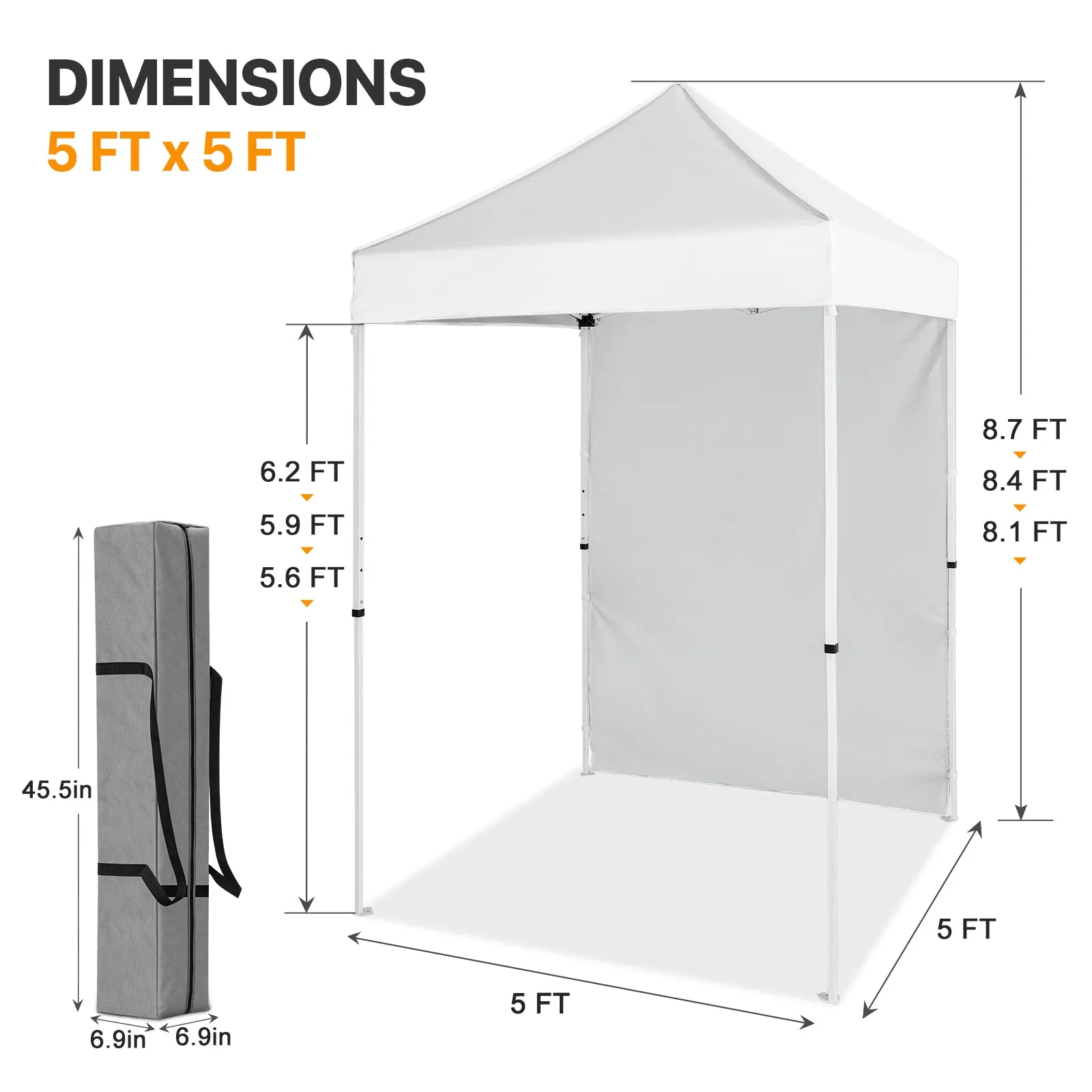 COOS BAY 5x5 Outdoor Portable Canopy Tent with One Removable Sunwall