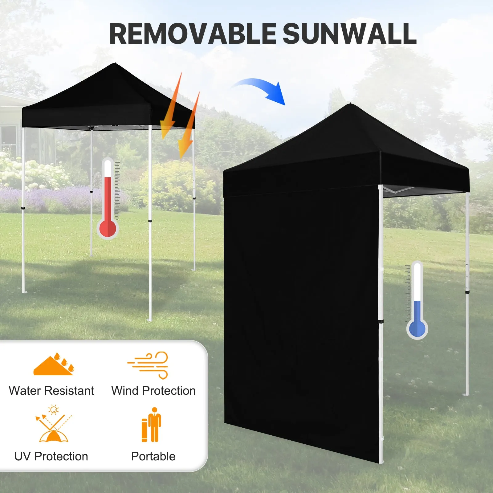 COOS BAY 5x5 Outdoor Portable Canopy Tent with One Removable Sunwall