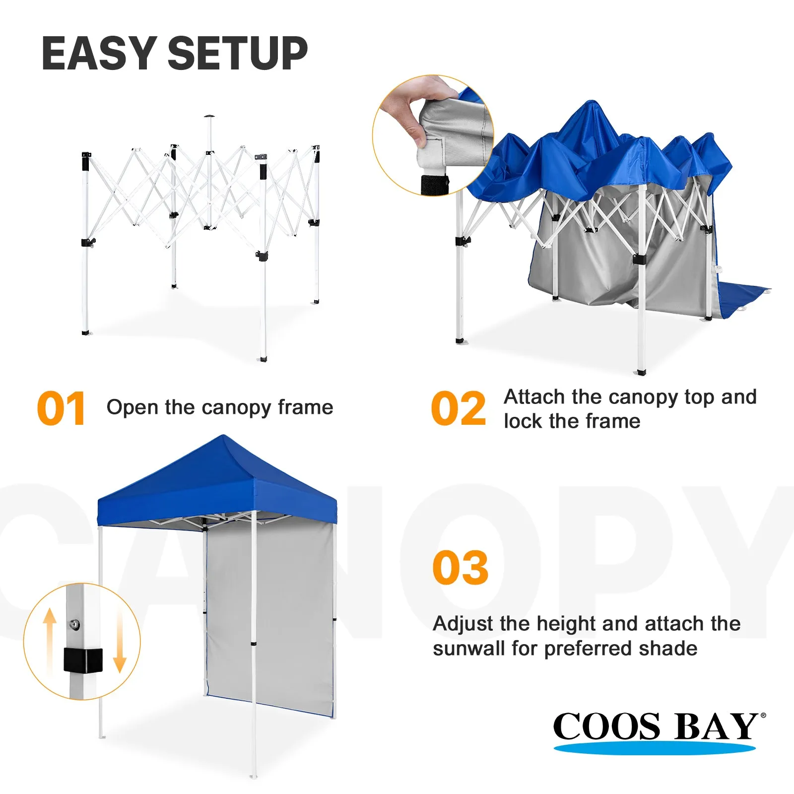 COOS BAY 5x5 Outdoor Portable Canopy Tent with One Removable Sunwall