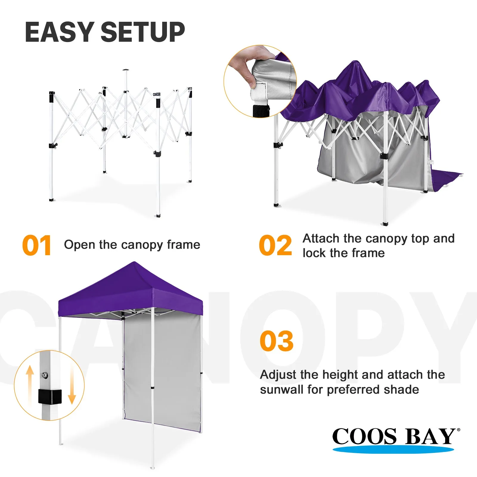 COOS BAY 5x5 Outdoor Portable Canopy Tent with One Removable Sunwall