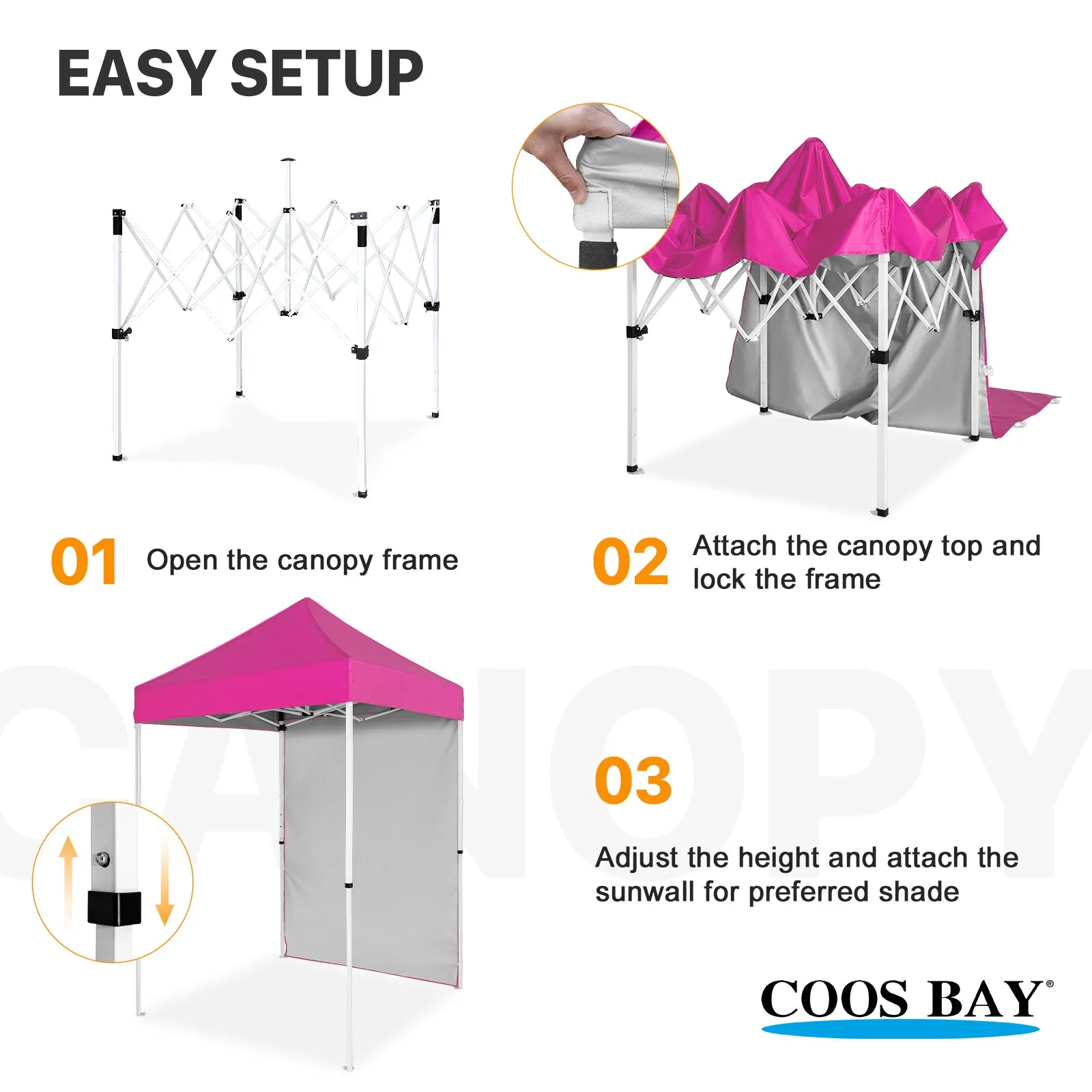 COOS BAY 5x5 Outdoor Portable Canopy Tent with One Removable Sunwall