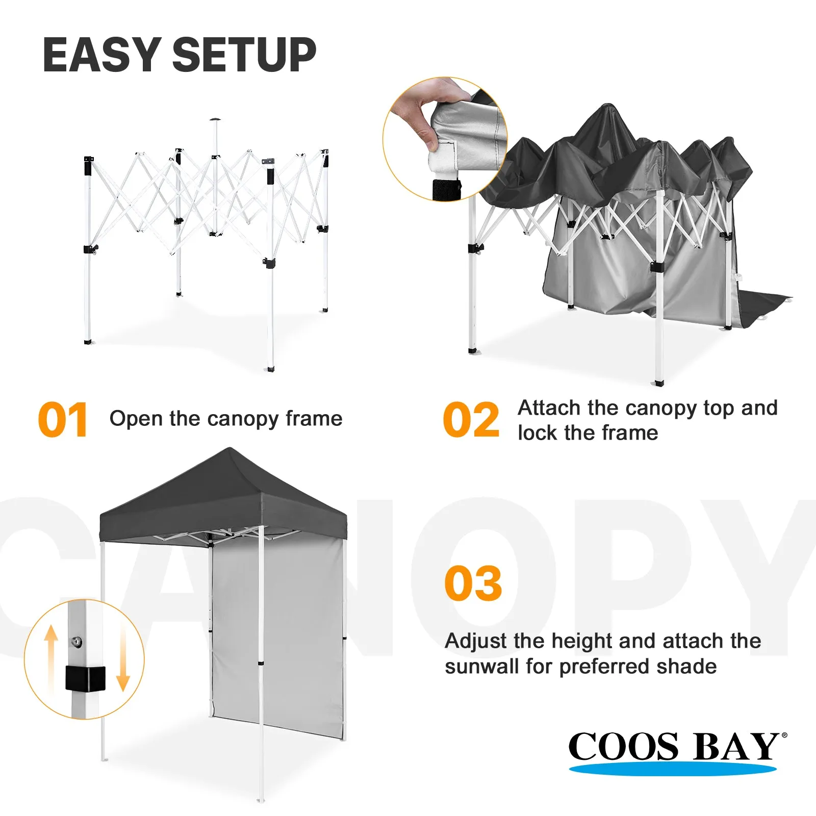 COOS BAY 5x5 Outdoor Portable Canopy Tent with One Removable Sunwall