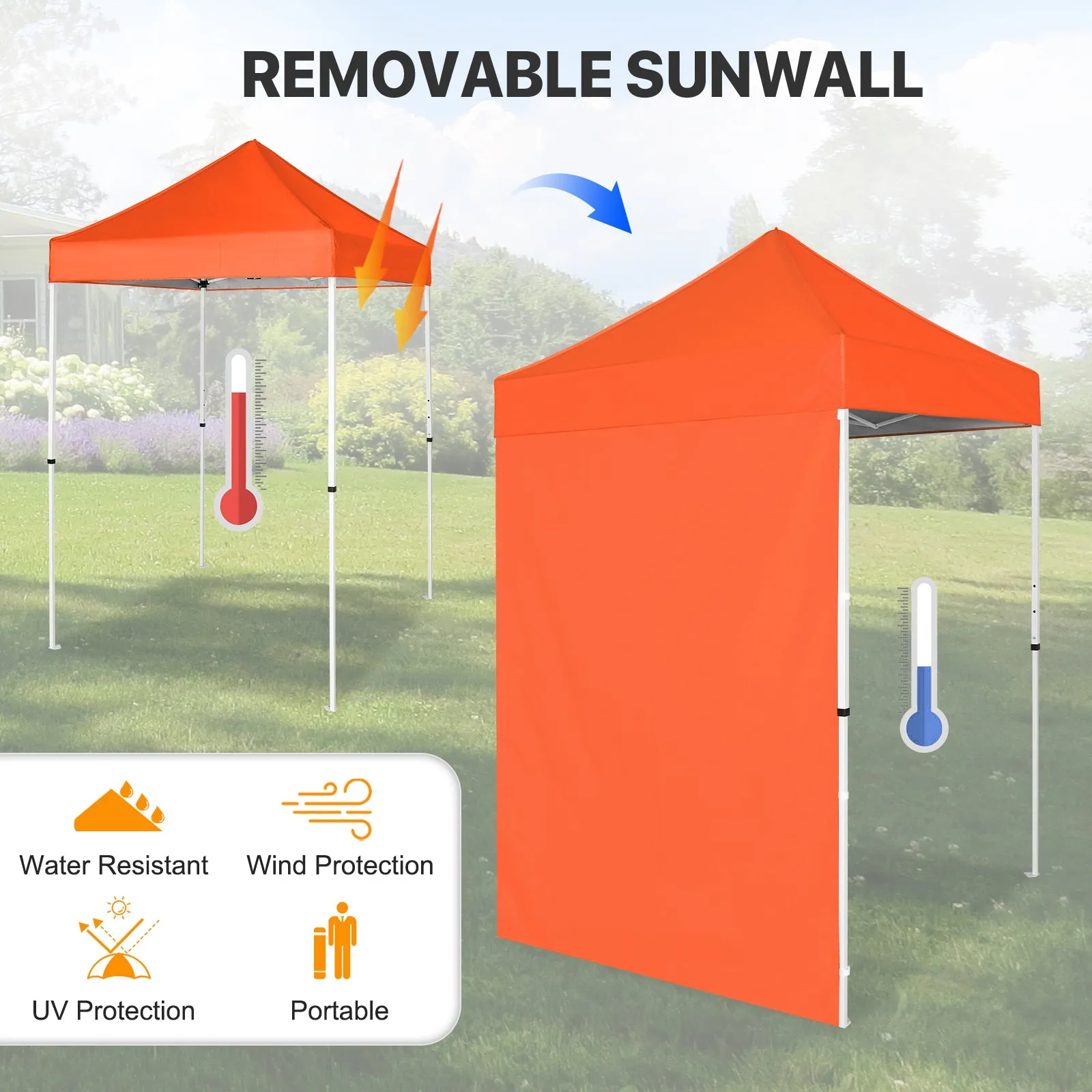 COOS BAY 5x5 Outdoor Portable Canopy Tent with One Removable Sunwall