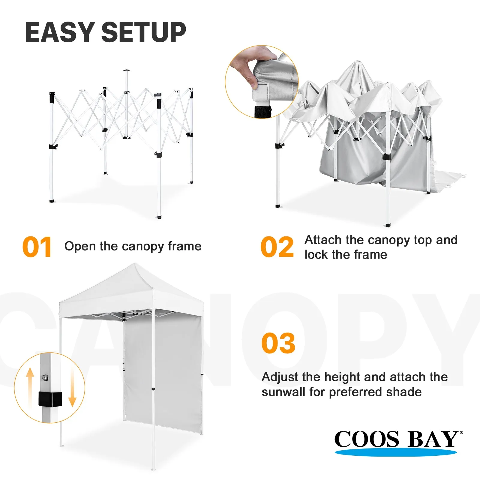 COOS BAY 5x5 Outdoor Portable Canopy Tent with One Removable Sunwall