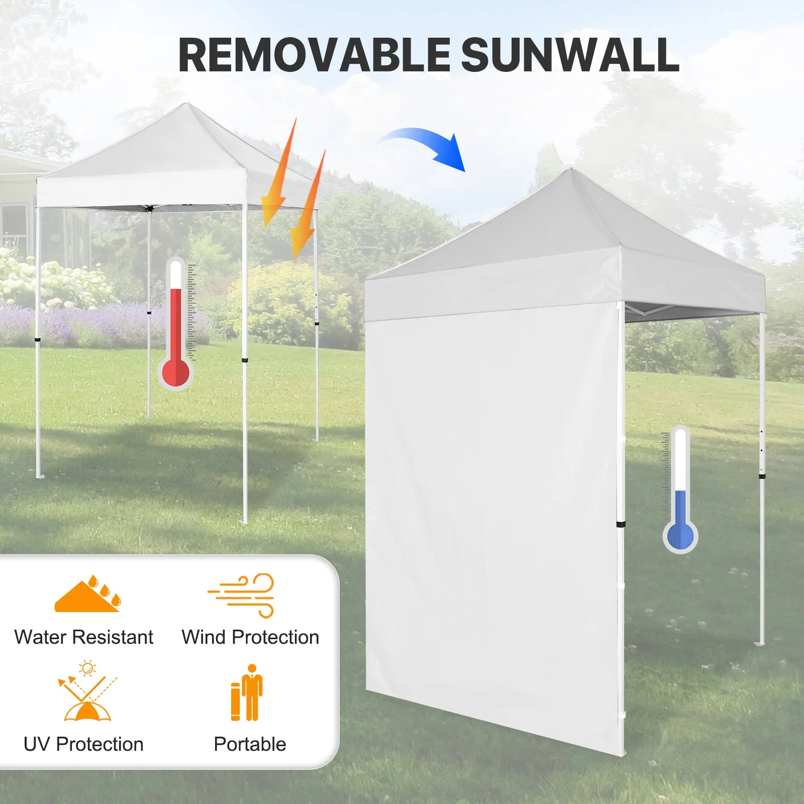 COOS BAY 5x5 Outdoor Portable Canopy Tent with One Removable Sunwall