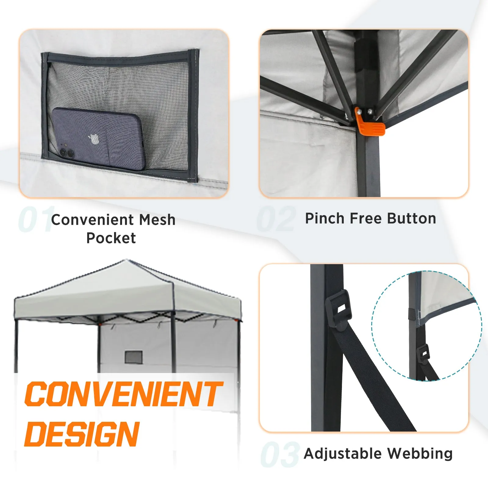 COOS BAY 6' x 4' Instant Pop Up Canopy Tent with Adjustable Sun Wall, Lightweight Compact Portable Sun Shelter with Carry Bag, Gray / Light Blue