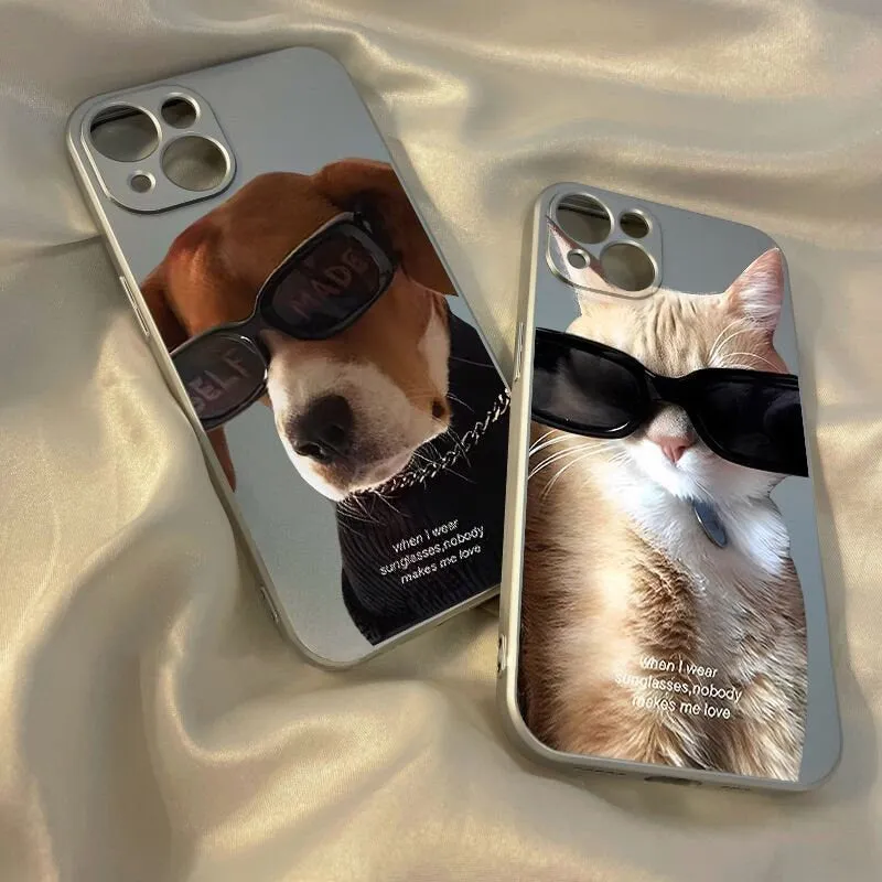 Cute Grey Pet Dog Lover & Pet Cat Lover Photo Design Protective Shockproof iPhone Case for iPhone 11 12 13 14 Pro Max Case