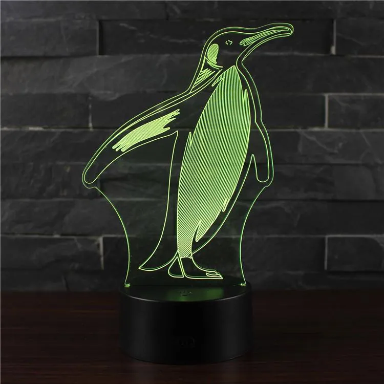 Cute Penguins 3D Night Light LED Remote Touch Switch 7 Color Change Animal Desk Lamp Indoor Atmosphere Lamp As Kid's Gift