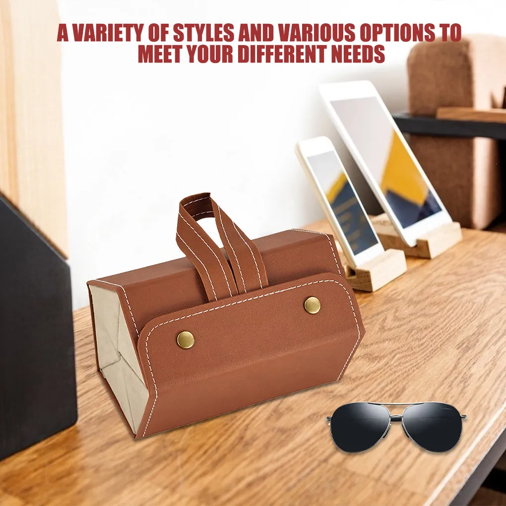 Folding Leather Travel Eyeglasses Organizer