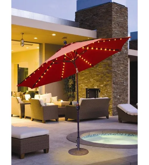 Galtech 936 - 9 FT Auto Tilt Patio Umbrella W/ L.E.D. Lights