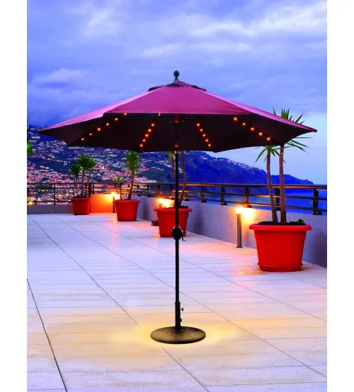 Galtech 936 - 9 FT Auto Tilt Patio Umbrella W/ L.E.D. Lights