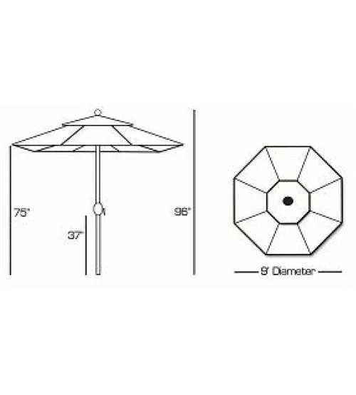 Galtech 936 - 9 FT Auto Tilt Patio Umbrella W/ L.E.D. Lights