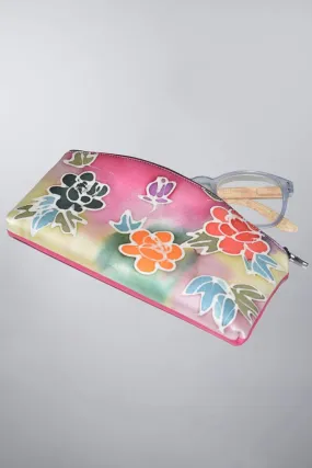 Hand-Painted Silk Eyeglass Case Spring Bouquet