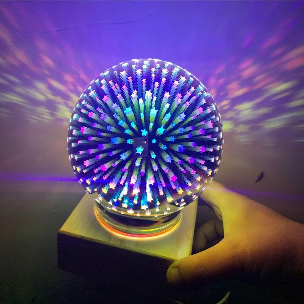 HomrTime 3D Colorful Crystal Ball Crystal Night Light USB Plug-in LED Table Lamp