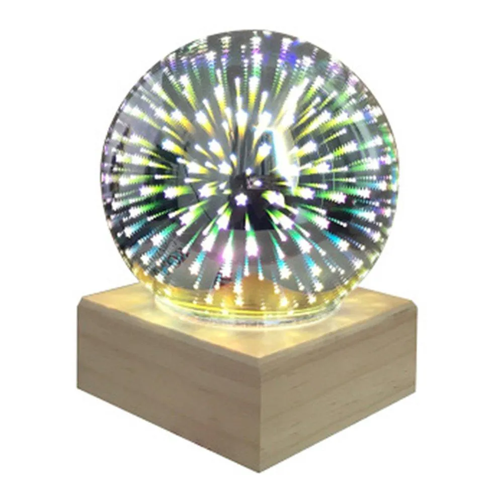 HomrTime 3D Colorful Crystal Ball Crystal Night Light USB Plug-in LED Table Lamp