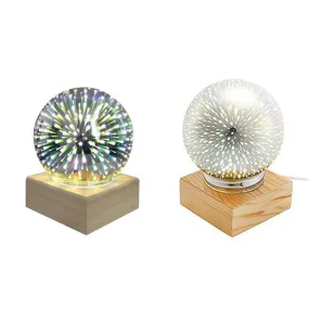 HomrTime 3D Colorful Crystal Ball Crystal Night Light USB Plug-in LED Table Lamp