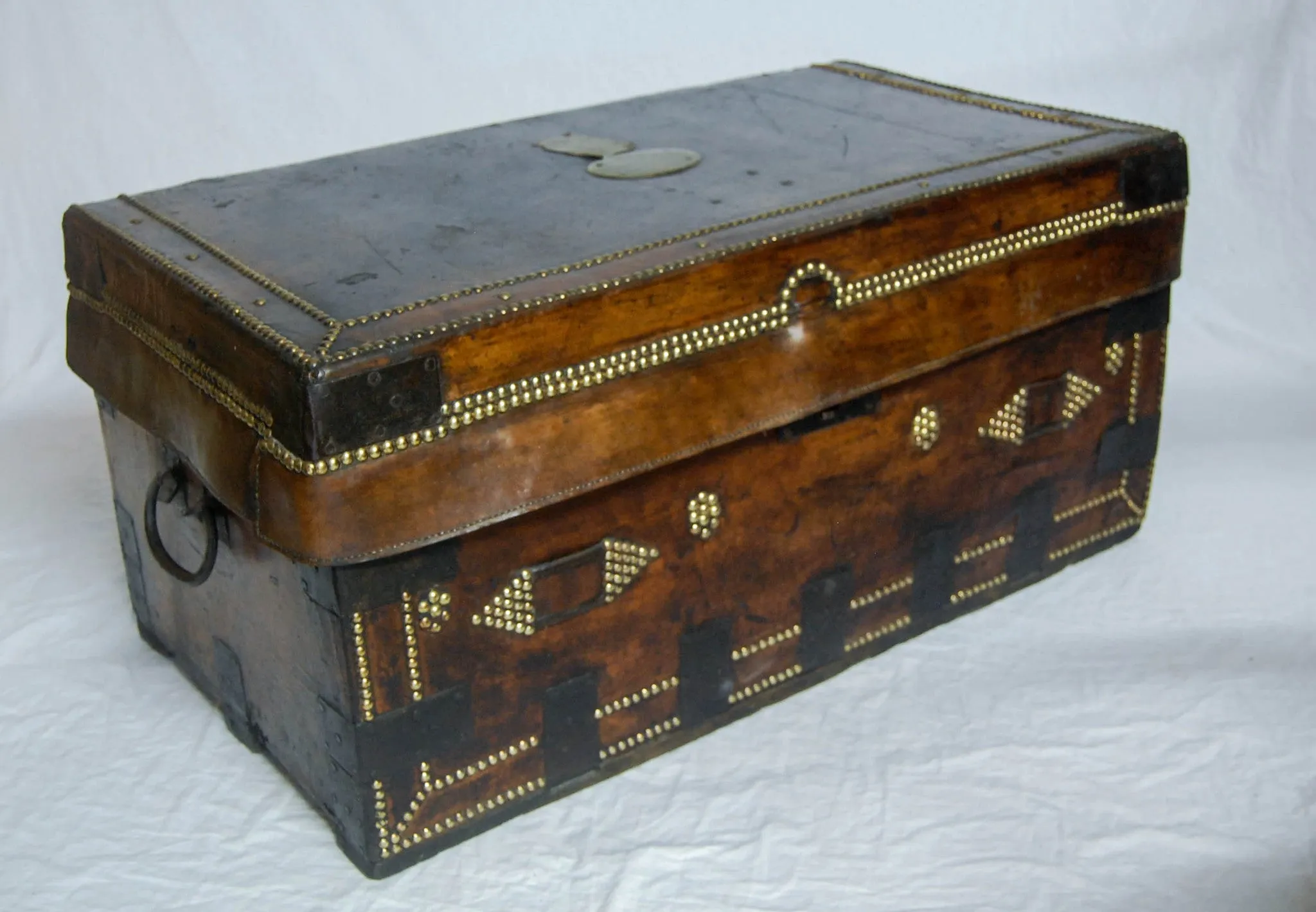 Late Eighteenth Century Napoleonic Period Leather Bound Campaign Trunk by Thomas Griffith, London.