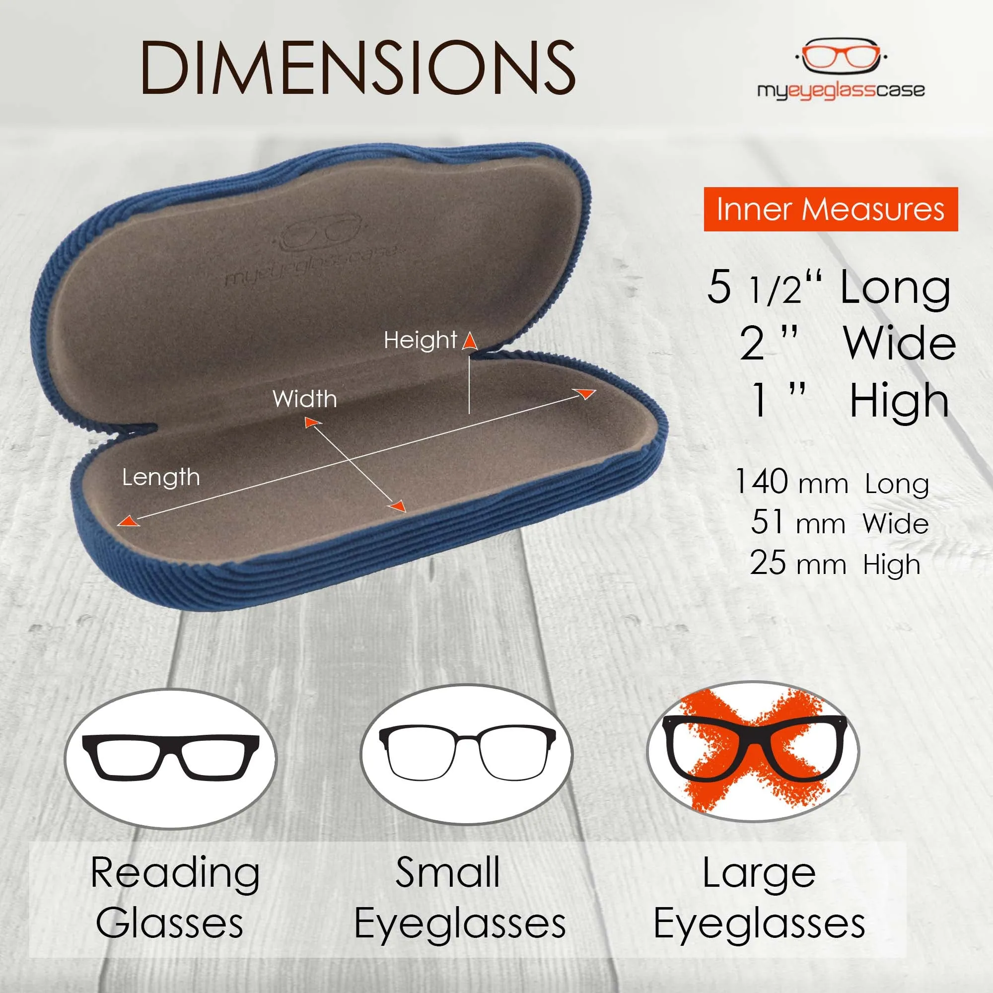 Men Hard Eyeglass Case for Small medium Frames - Glasses Case Holder with pouch and Cleaning Cloth (AS196 Corduroy Blue)