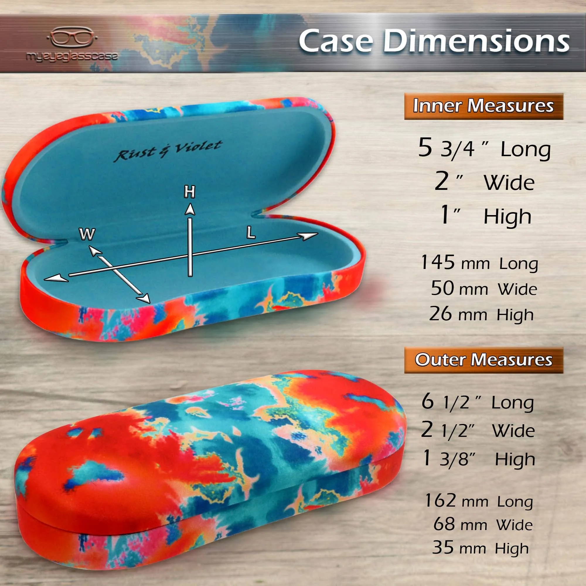 Men hard glasses case in Tie Die print - Women medium eyeglass case Pouch and Cloth (AS166L TD)