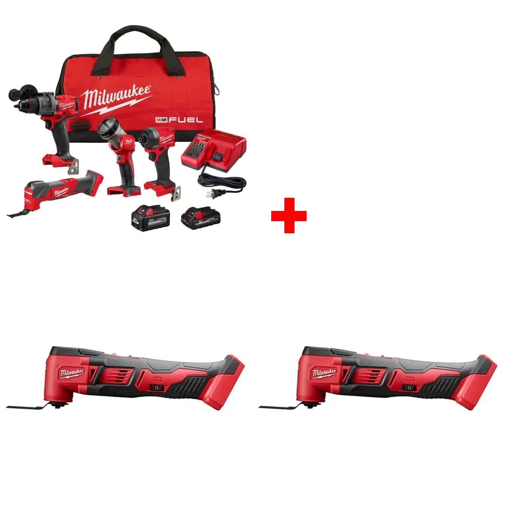 Milwaukee 3698-24MT M18 4-Tool Combo Kit w/ FREE 2626-20 M18 Multi-Tool, 2 Pack