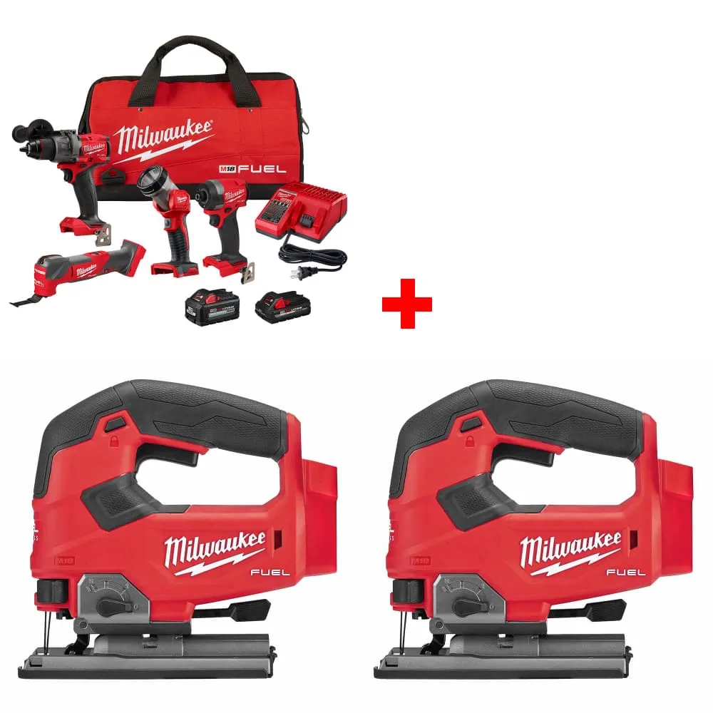 Milwaukee 3698-24MT M18 4-Tool Combo Kit w/ FREE 2737-20 M18 Jig Saw, 2-Pack