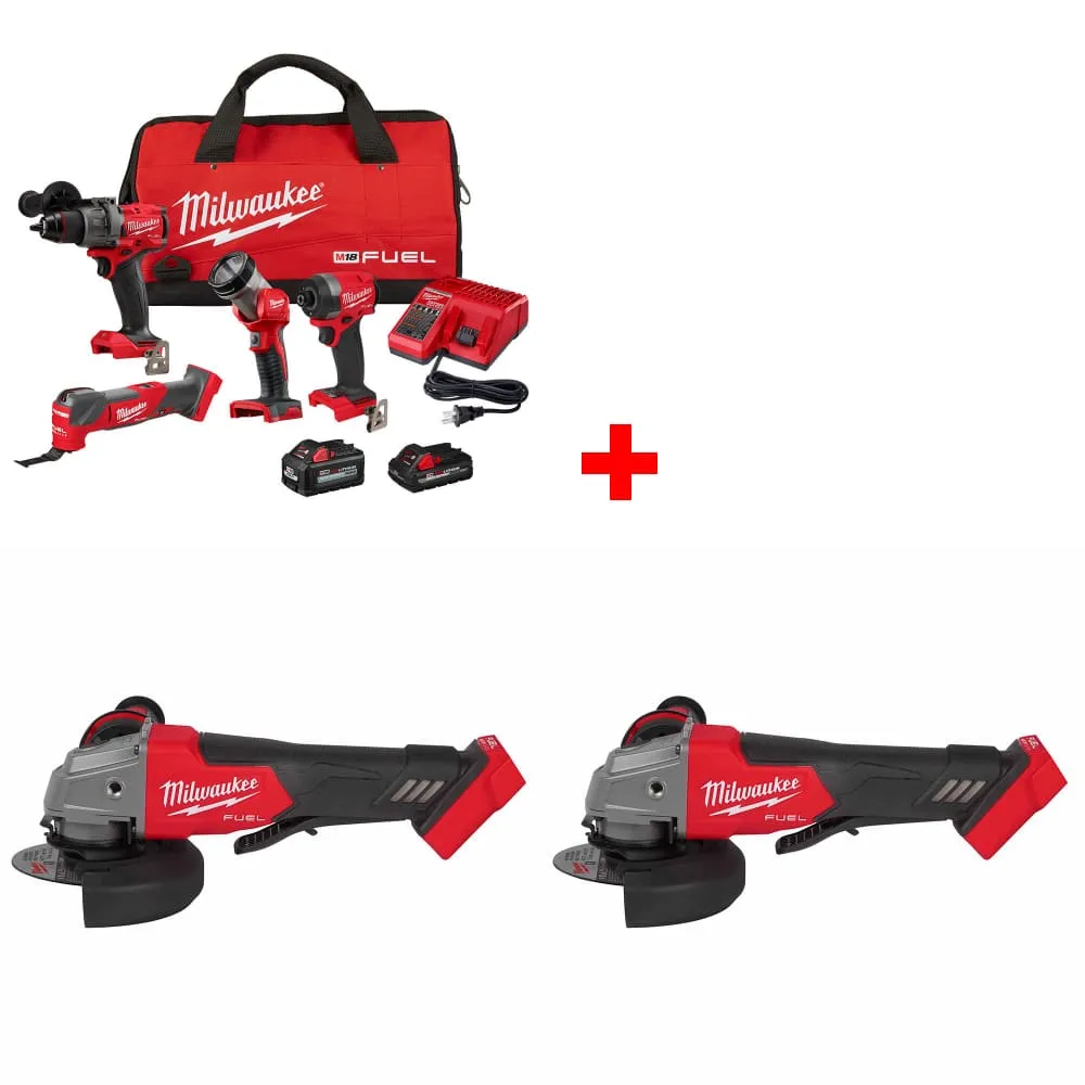 Milwaukee 3698-24MT M18 FUEL 4-Tool Combo Kit w/ FREE 2880-20 M18 Grinder, 2Pk