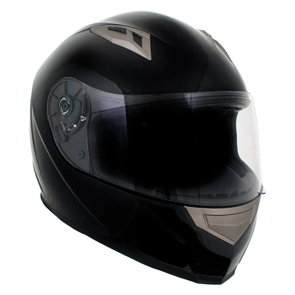 Milwaukee Helmets H510 Gloss Black 'Chit-Chat' Full Face Motorcycle Helmet w/ Intercom - Built-in Speaker and Microphone for Men / Women