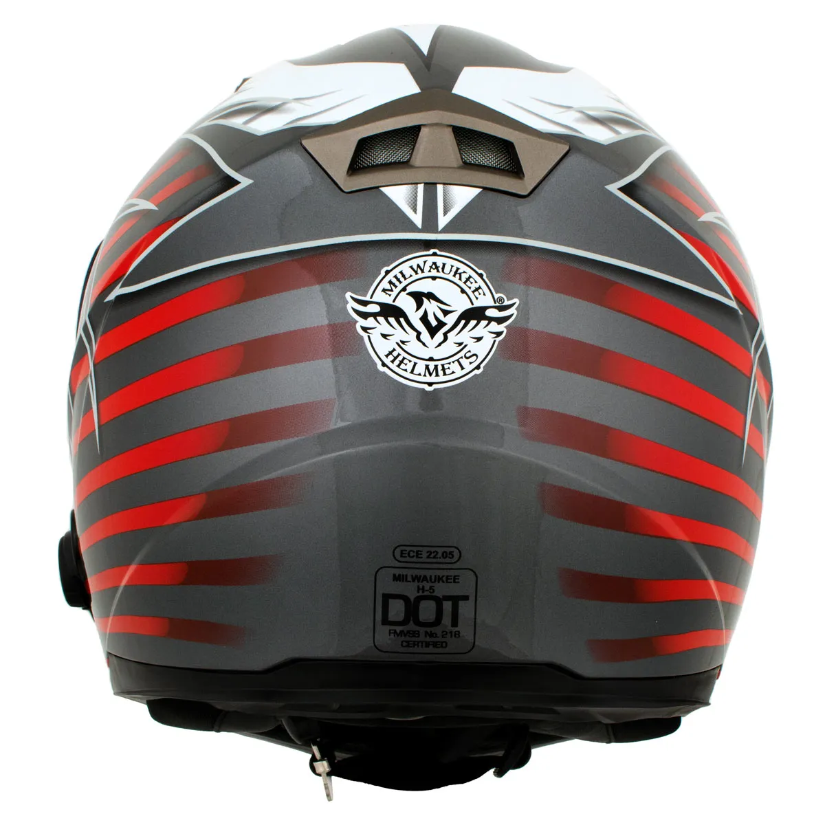 Milwaukee Helmets H520 Titanium and Red Chit-Chat Black Full Face