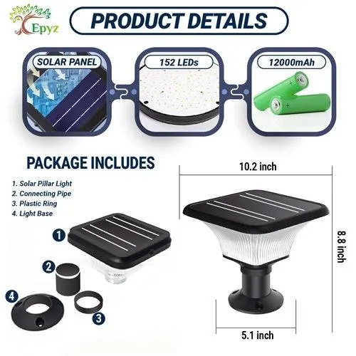 Modern Outdoor Pillar Lights | Solar Square Pillar Light