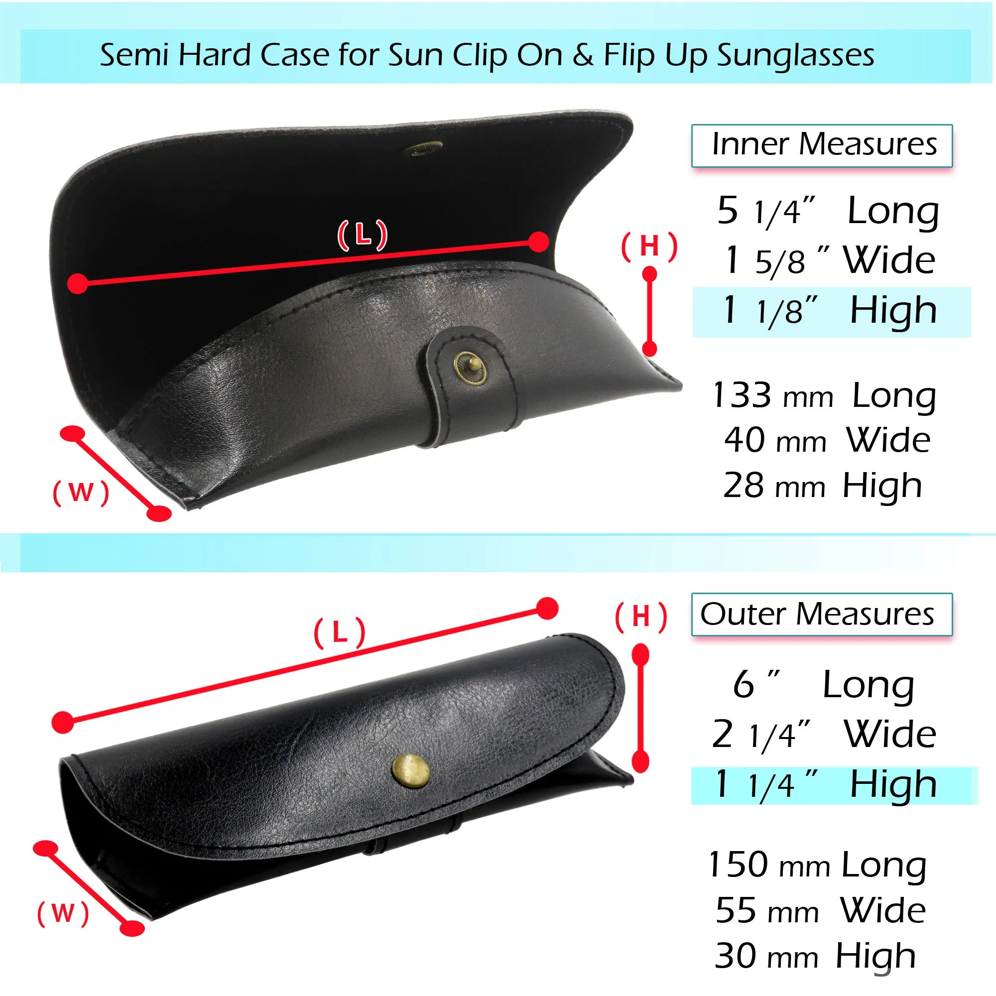 MyEyeglassCase Clip On Flip Up sunglasses Case Semi hard for sun clips with belt loop (IP875 Brown)