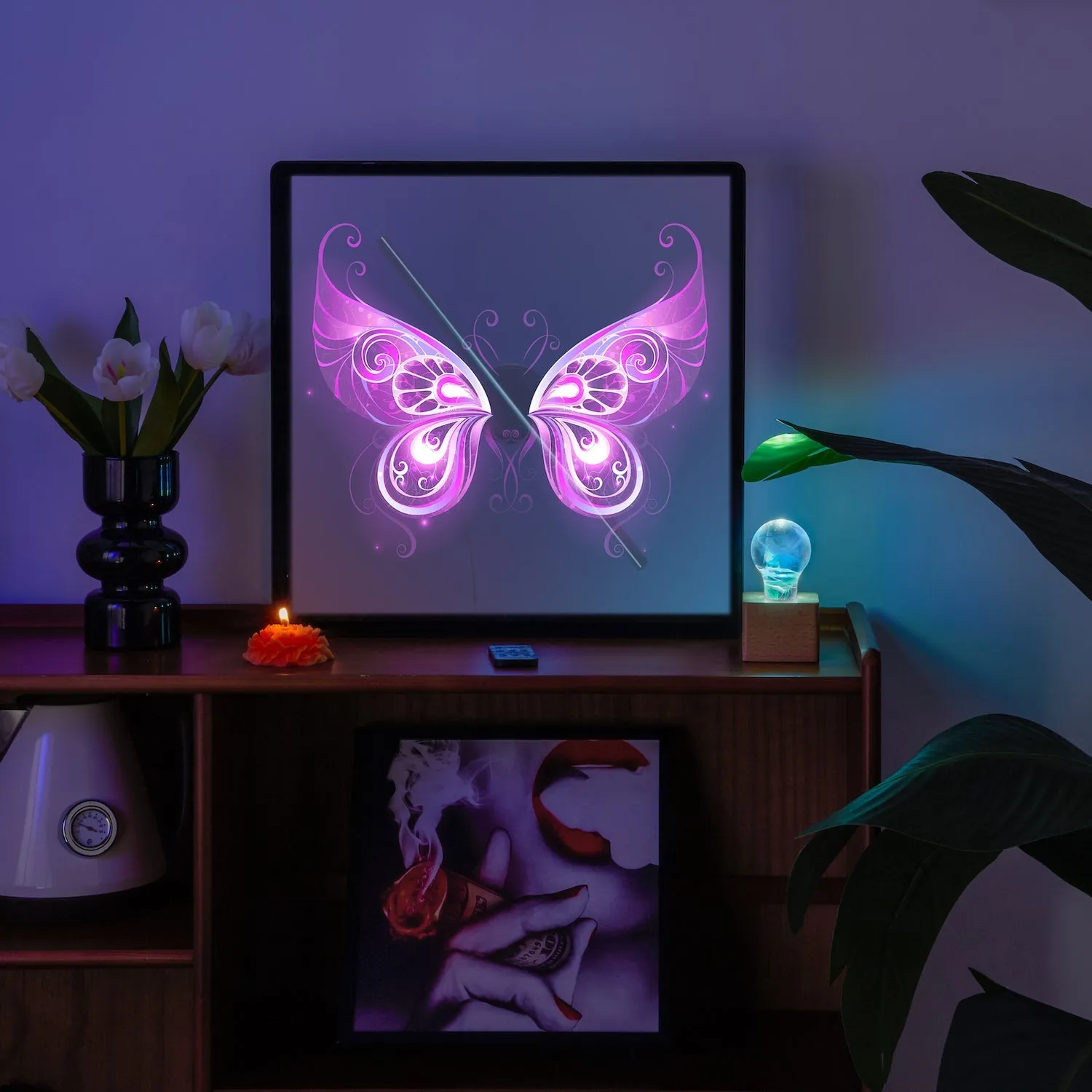 Naked-Eye 3D Hologram Projector LED Fan With Frame