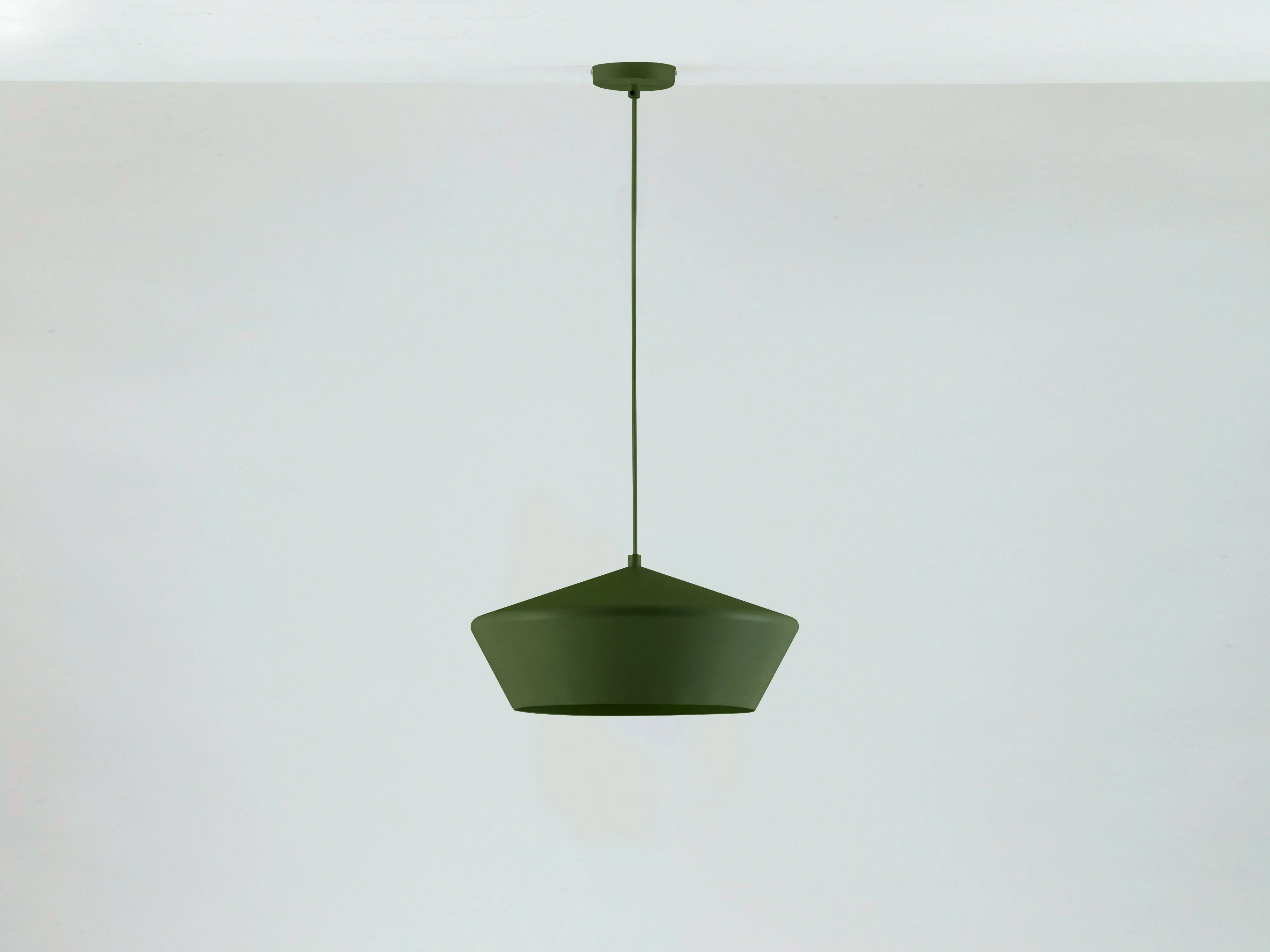 Olive green wide metal diner pendant