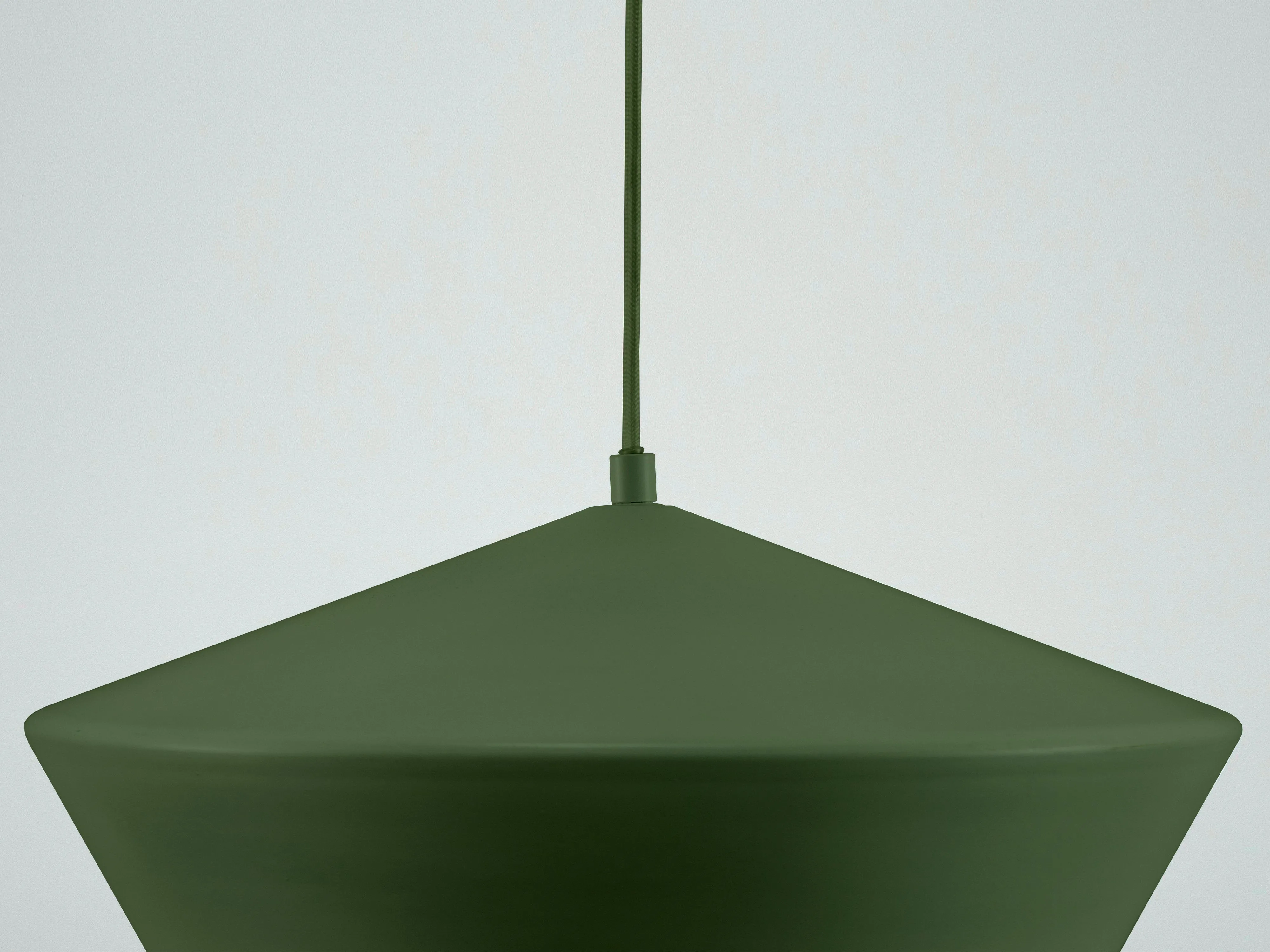 Olive green wide metal diner pendant