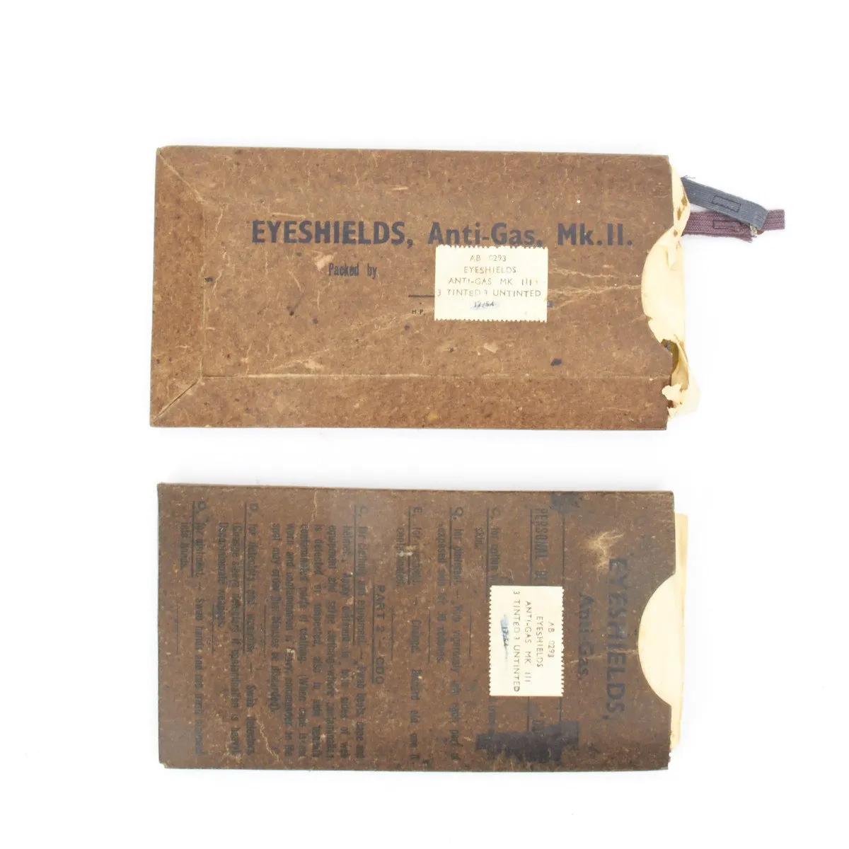 Original British WWII Anti-Gas Eye Shields in Original Packaging