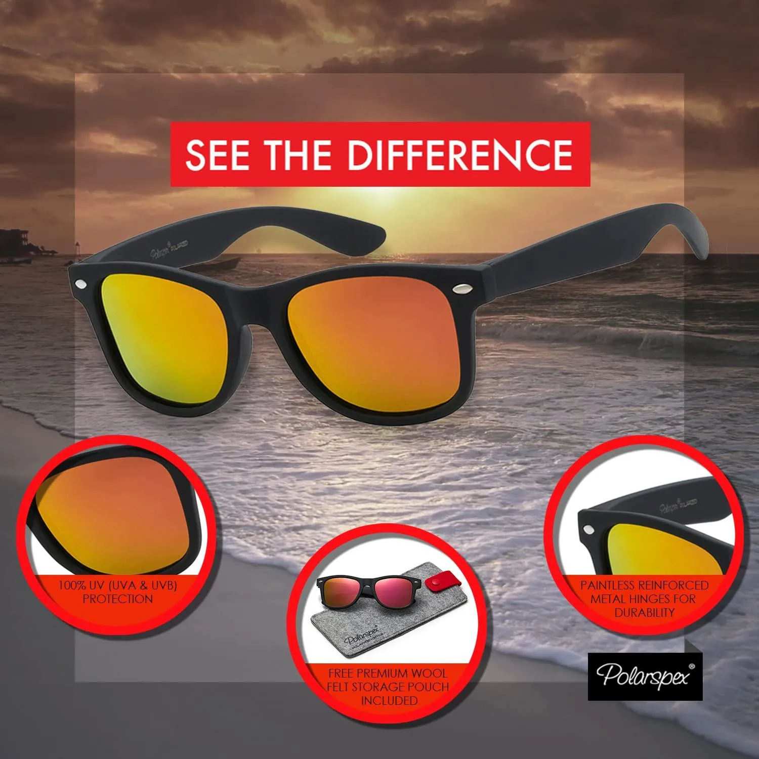 Polarspex Mens Sunglasses - Sunglasses Womens - Classic Polarized Sunglasses - 100% UV Protection