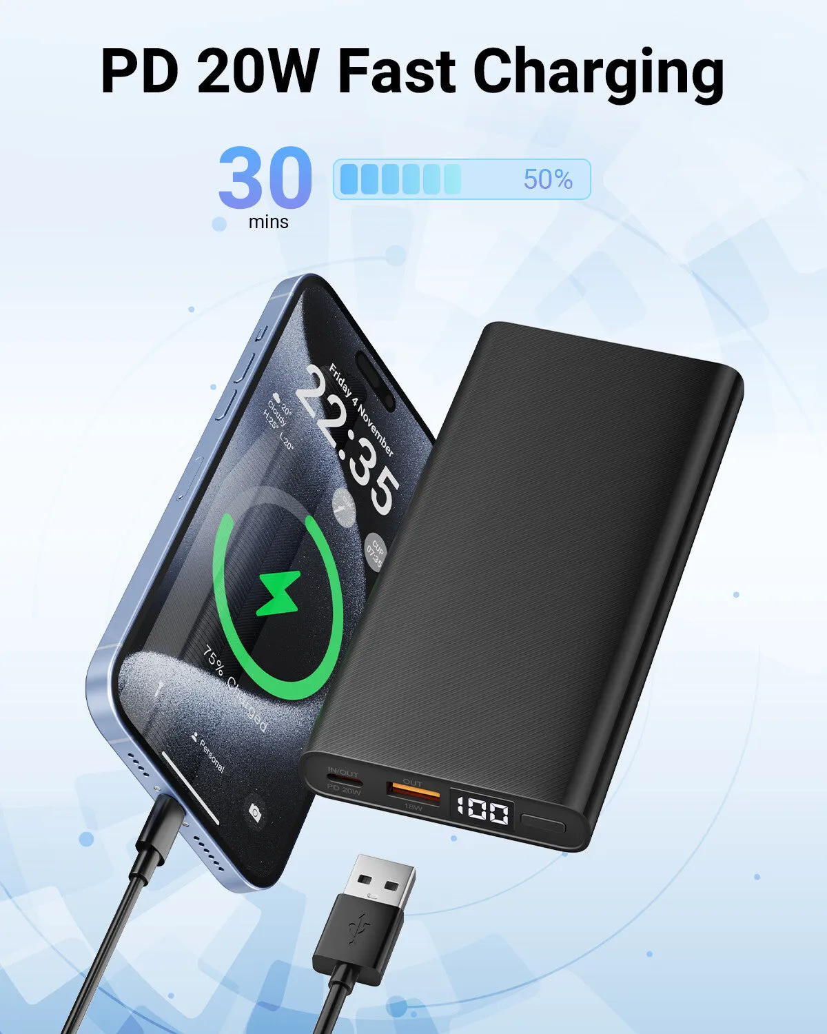 Portable Charger LED Display Power Bank 15000mAh